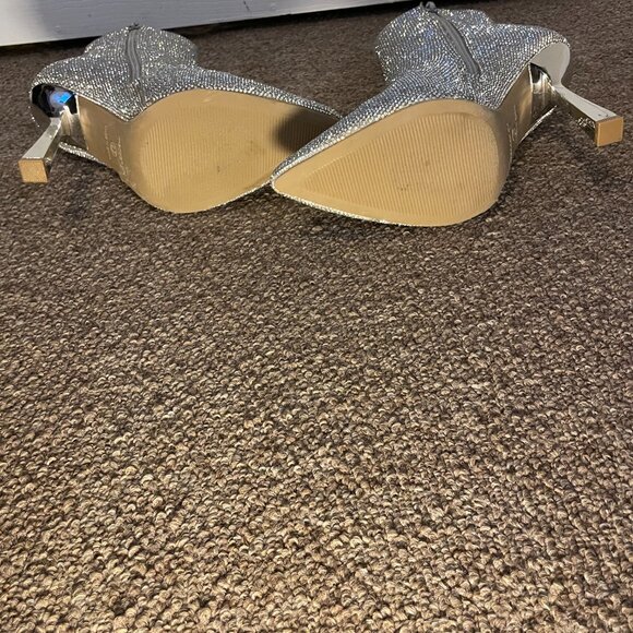 Steven Madden CALLEN Silver Rhinestone Booties with metal heel 8.5 - Picture 3 of 9